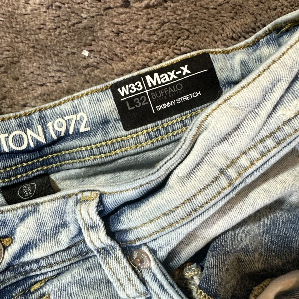 Buffalo David Bitton Max-X Skinny Stretch Jeans Men's 33x32 Blue Distressed